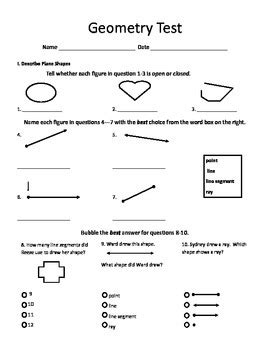 some hard and some easy test for 3rd grade|3rd grade geometry test.